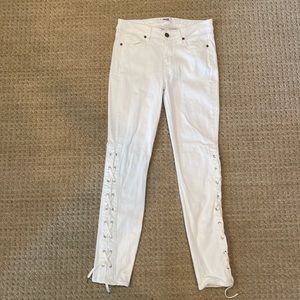 White PAIGE Jeans with detail on calf